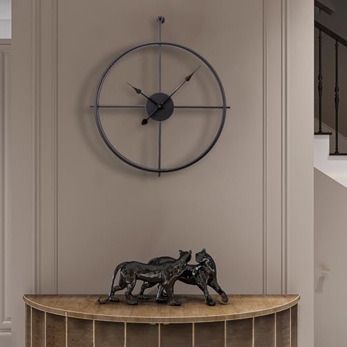Eruner 24 Inch Black Slient Wall Clock Battery Operated, Large Non-Ticking Modern Wall Clock for Living Room Bedroom Kitchen Bathroom Office Home Farmhouse Decor