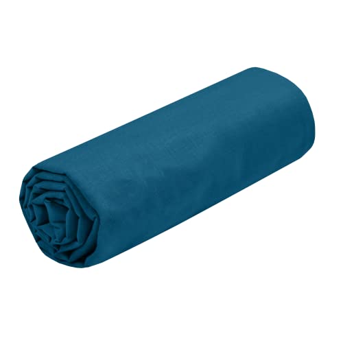 STOF - Fitted sheet - Size 90 x 190 cm - Large 30 cm - 100% Oeko-Tex certified cotton - Petrol - Eden model - Bed linen for the home - Soft and comfortable for a cosy nest