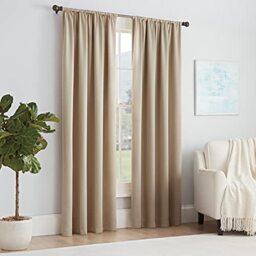 Eclipse Modern Room Darkening Rod Pocket Window Curtain for Bedroom (1 Panel), Polyester, Taupe, 54 in x 54 in