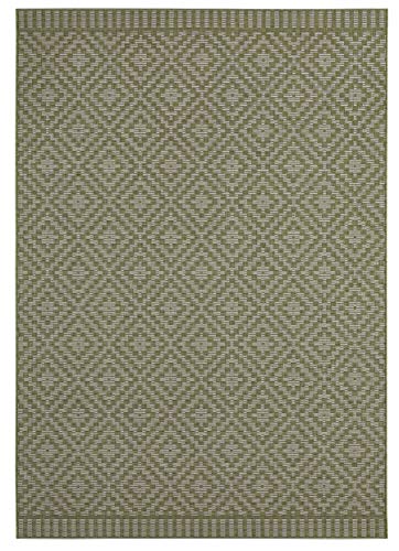 freundin Home Collection Mia Indoor and Outdoor Rug - Weatherproof Modern Design for Balcony Patio Conservatory Bath Mat Living Room Rug Waterproof Green 80 x 150 cm