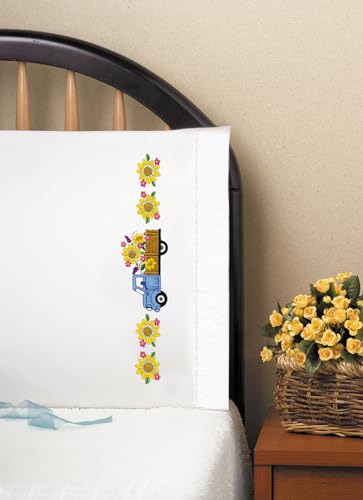 Tobin Design Works Crafts Stamped Pillowcases for Embroidery - Set of 2, VARIOUS