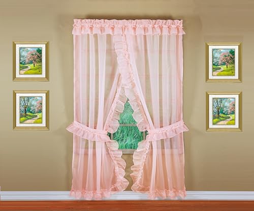 "Today's Curtain, Emelia Priscilla Sheer Pair 60"" W x 84"" L, Rose, 5-Piece-Set"