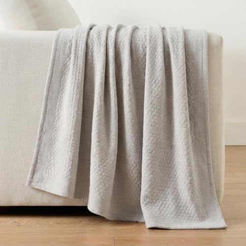 Nautica Baird Cotton Blanket, Grey, Twin