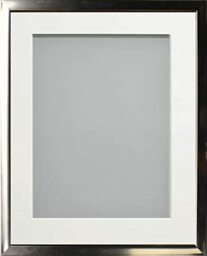 Frame Company Drayton Range Chrome Effect Photo Frame with Off-White Mount, 10x8 for image size 8x6 inch