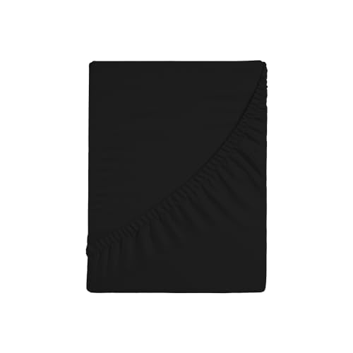 Zer0bed, Fitted Sheet with Corners, Single Colour, 100% Cotton, Maxi Angle, 30 cm, Black, 90 x 200 cm