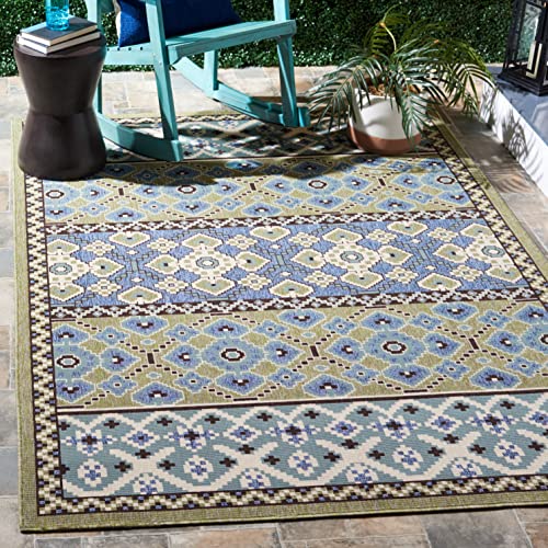 Safavieh Bold & Bright Indoor Woven Rectangle Area Rug, Veranda Collection, VER093, in Green / Blue, 122 X 170 cm for Living Room, Bedroom or Any Indoor Space