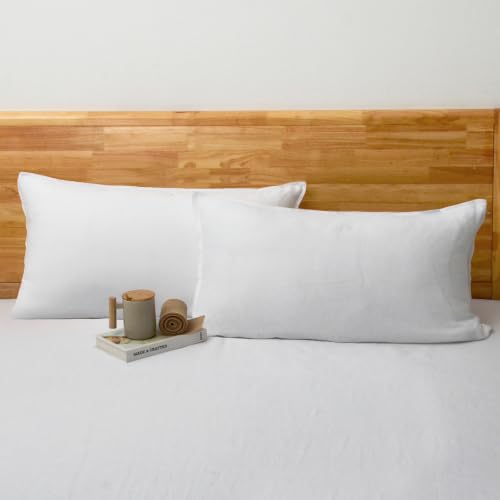CHUFFED Linen Pillow Cases 2 Pack 100% Linen King Pillowcases, Breathable and Cooling Washed Pillow Cases with Zipper Closure, 20x36 Inches, Natural Linen