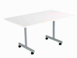 Office Hippo Office Table, Sturdy & Stylish Tilting Table Desk, Work Table For Home Office, Versatile Computer Table For Meeting Room or Boardroom, 5 Year Guarantee - White/Silver