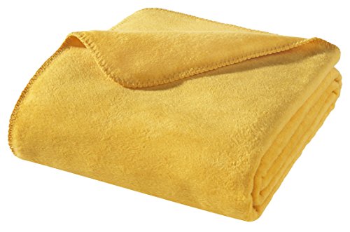 WOHNWOHL Living wohl WODE0 01.2 Blanket, Cotton Blend, Yellow, 200 x 150 cm