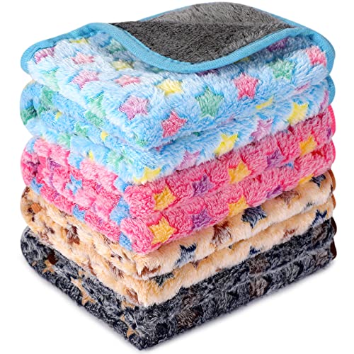 Reginary 4 Pieces Waterproof Guinea Pig Blankets, Washable, Small Animal Fleece Bedding, Absorbent, Guinea Pig Cage, Reusable, Pet Pee Pad, Ferret (Star Pattern, 61 x 40.6 cm)