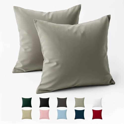 Pillow Case 60 x 60 Reinforced Cotton (Pack of 2) – Light Grey – Tight Fabric 57 Threads/cm² – Pillowcase 60 x 60 – Oeko Tex Certification – Dreamzie