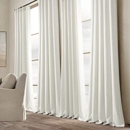 "Lush Decor Belgian Flax Prewashed Linen Rich Cotton Blend Window Curtain Panel (Single Panel), 84"" L x 50"" W, White"