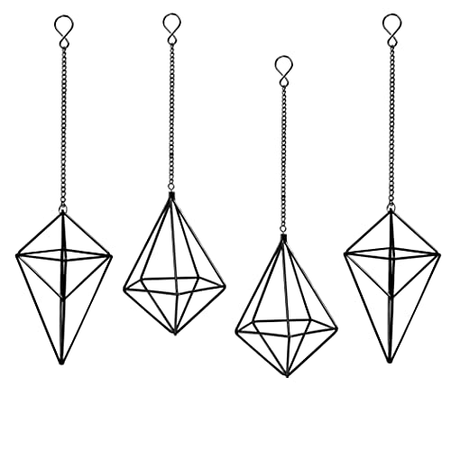 ZOOELAY Hanging Air Plants Holders Black Airplants Plant Hanger Metal Geometric Inoor Planter Holder Air Ferns Display Rack with Chain 4Pcs ???
