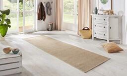 BT Carpet Nature Runner Indoor and Outdoor Loop Kitchen Runner Non-Slip Flat Weave Short Pile Wool Look Fineloop Kitchen Rug for Hallway Kitchen Garden Patio Bathroom Natural Beige 80 x 350 cm