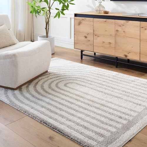 Livabliss Lucile Garissa Shaggy Berber Style Floor Covering 160x213 cm – Plush Thick Pile for Living Room & Bedroom, Neutral Boho Design, Easy Care, Light Beige & Medium Grey