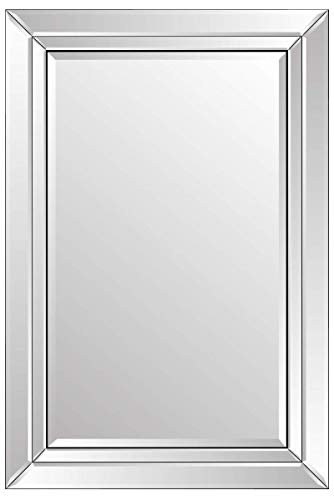 MirrorOutlet Large Gold Elegant Classic Bevelled Resin Dress Mirror,2.01 x 59.99 x 89.99 cm 9.06 Kilograms, Frameless