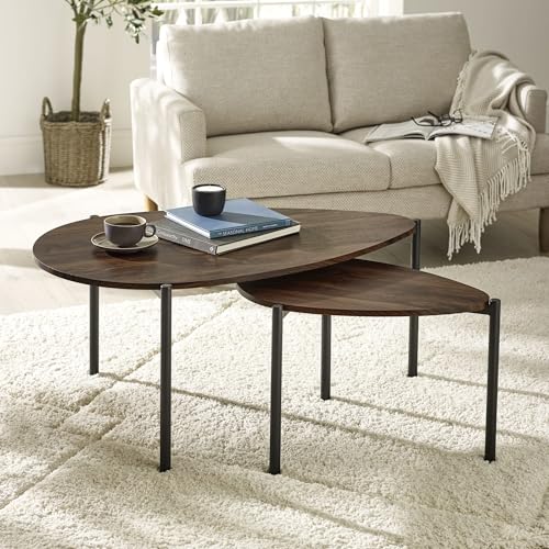 Julian Bowen Lorette Walnut Effect Teardrop Nest of 2 Coffee Tables