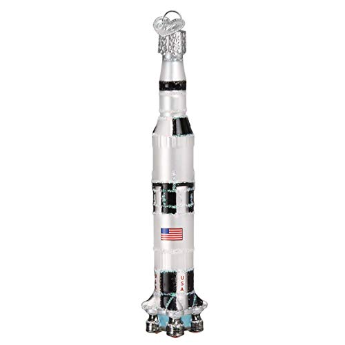 Old World Christmas Saturn V Rocket Glass Ornament FREE BOX 46088 New