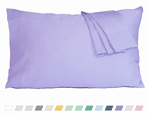 HOMTEC Pillow Cases, King Size Cotton Percale Weave Pillowcases, Pre-Shrunk Breathable and Hypoallergenic Pillowcases, Set of 2 (2 Piece King 20 Inch x 40 Inch, Purple)