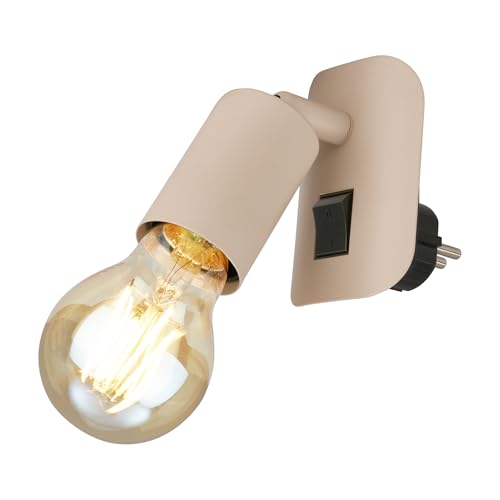 BRILONER - Indoor Wall Light, Swivel, E27 Socket, Bedroom, Wall lamp, Kitchen, 9.5 x 6.5 x 8 cm, Beige