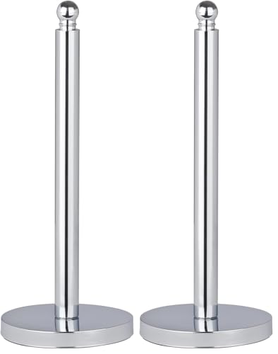 WENKO Spare Toilet Roll Holder Viterbo - Freestanding Chrome Metal Holder for 3 Toilet Rolls, Pack of 2 (Silver, 14 x 35 cm)