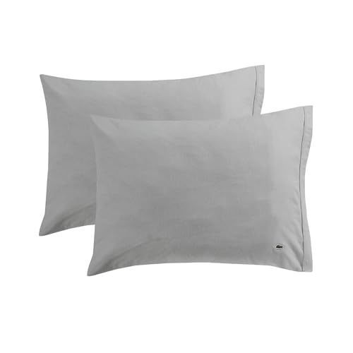 Lacoste 100% Cotton Percale 2-Piece Pair Pillowcase Set – Cool, Crisp, Matte, and Durable, Oeko-Tex Certified – Solid, Micro Chip, King