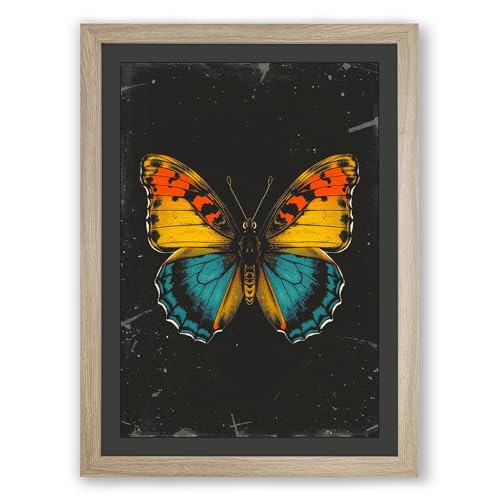 Specimen Butterfly Botanical Framed Wall Art Print A1 (84.1×59.4cm) Oak, Wall Decor for Living Room, Bedroom, Office & Home, Ready to Hang, Art Gift