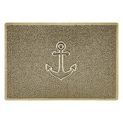 Nicoman Anchor Embossed Shape Door Mat Dirt-Trapper Washable Barrier Doormat-(Use Indoor or Sheltered Outdoor)-(90x60cm/3x2ft,Large) Beige