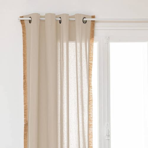 ATMOSPHERA CREATEUR D'INTERIEUR Boot Curtain, Cotton and Jute, Ivory, 140 x 260 cm