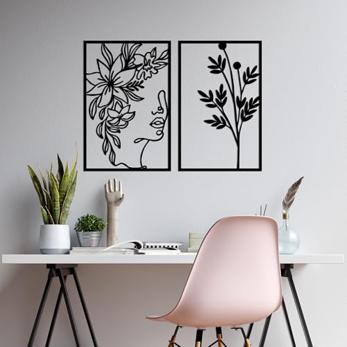 Stylish Black Decorative Metal Wall Accessory (2 Pieces) - 100% Metal, 1.5 mm Thickness - 47 x 70 cm & 45 x 70 cm - Perfect for Modern Home Decor