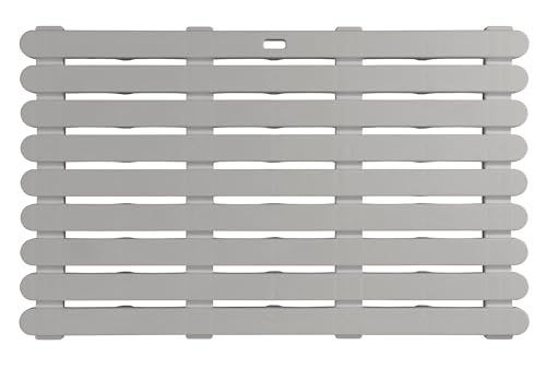 WENKO Indoor & Outdoor Bath Grate, Non-Slip Floor Grate, for Bathroom, Pool Area, Plastic, 80 x 50 cm, Beige
