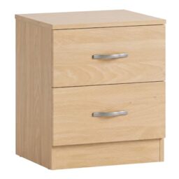 Vida Designs Large Pine Bedside Cabinet, 2 Drawer With Metal Handles and Runners, Unique Anti-Bowing Drawer Support, Riano Bedroom Furniture