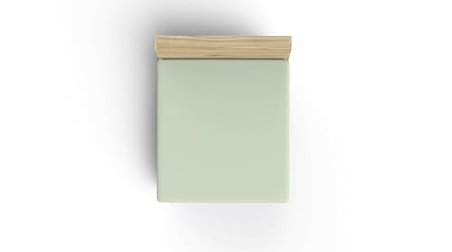 Premium Ranforce Double Fitted Sheet (140 x 190 + 30 cm), Light Green, 100% Cotton, 155 Thread Count, 117 g/m², Machine Washable at 30°C, Soft and Durable