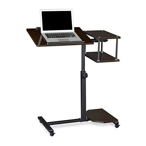 Relaxdays Laptop Desk Height-Adjustable Extra Large Portable Computer Stand 100x77x40cm Notebook Table Sofa Desk Side Table w/ 4 Wheels w/Brakes for Tablets w/Mouse Surface and Anti-Slip Bar, Black