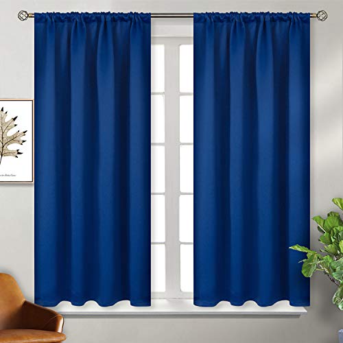 BGment Blackout Curtains 48 Inch Length for Kitchen Window - Short Thermal Insulated Darpes with Rod Pocket Privacy for Bedroom Living Room Windows, 2 Panels, Royal Blue, 42 X 48 Inch