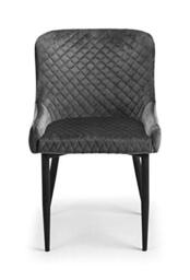 Julian Bowen Luxe Dining Chairs, Set of 2, Velvet, Grey - H82 x W50 x D62cm