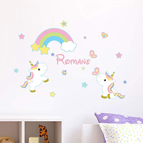 Personalised Name Stickers - Personalised Name Sticker – Children's Room Wall Decoration - 2 Sheets of 25 x 25 cm and 40 x 25 cm – Multi-Coloured