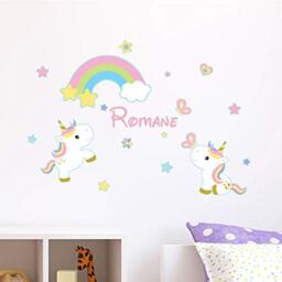 Personalised Name Stickers - Personalised Name Sticker – Children's Room Wall Decoration - 2 Sheets of 25 x 25 cm and 40 x 25 cm – Multi-Coloured