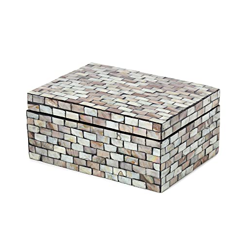 Compactor Rectangular Wooden Box with Lid, 20.5x15x9cm, Mosaic Effect