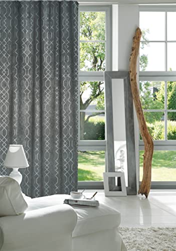Elbersdrucke Finished Decoration, Polyester, Anthracite, Silver, 255 x 140 cm