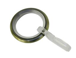 Gardinia Curtain Rings with Sliding Insert and Folding Hooks Metal for Diameter 16 mm Antique Brass Pack of 10