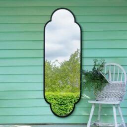"The Duplici - New Black Metal Framed Double Arched Oval Garden Wall Mirror 67"" X 23"" (170CM X 59M)"
