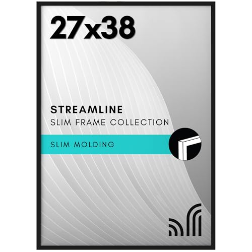 Americanflat 27x38 Poster Frame in Black - Thin Border Photo Frame with Polished Plexiglass - Wall Picture Frame with Hanging Hardware Included for Horizontal or Vertical Display Format
