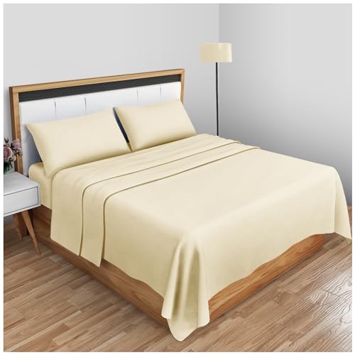 GC GAVENO CAVAILIA Super Soft Plain Dyed Diamond Flat Sheet [ Super King - Cream ]