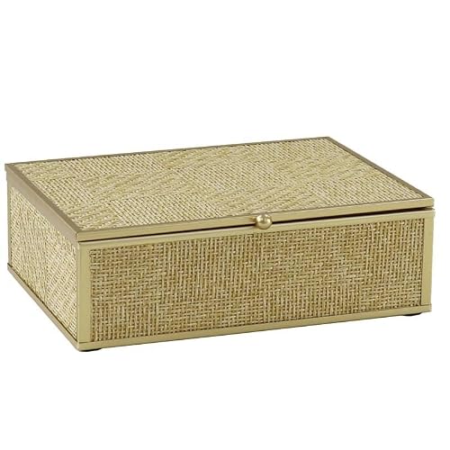 DRW Rectangular Box with Metal Lid in Gold 18x14x5.5cm
