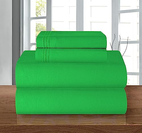 "Elegant Comfort Luxury 1500 Premium Hotel Quality Microfiber 4-Piece Sheet Set - Wrinkle Resistant, All Around Elastic Fitted Sheet, Deep Pocket up to 16"", California King, Emerald Green"