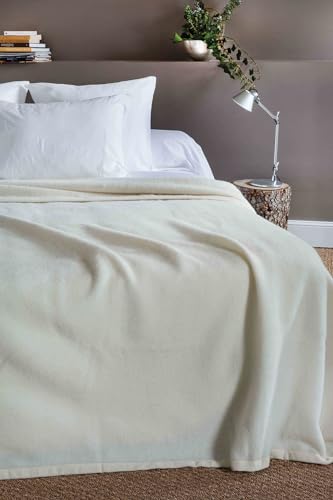 Toison d'or Victoria Lambswool Blanket Plain, 240 cm x 300 cm, Natural