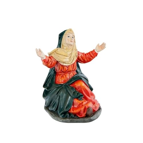 DRW Dolorosa Virgin Figurine Sitting Resin Hand Painted 14 cm