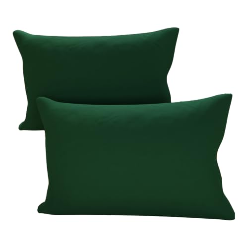 PETTI Artigiani Italiani - Pair of Microfiber Pillowcases 50x80 cm, Bedroom Cushions, Sofa, Set of 2 Cushion Covers, Solid Green Pillowcase, 100% Made in Italy