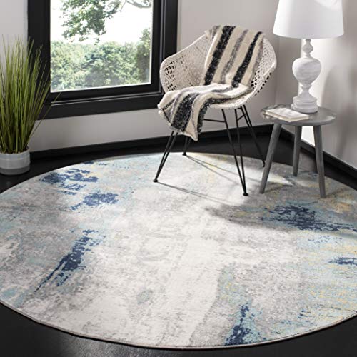 Safavieh Abstract Rug for Living Room, Dining Room, Bedroom - Jasper Collection, Short Pile, in Grey and Gold, 160 x 160 cm